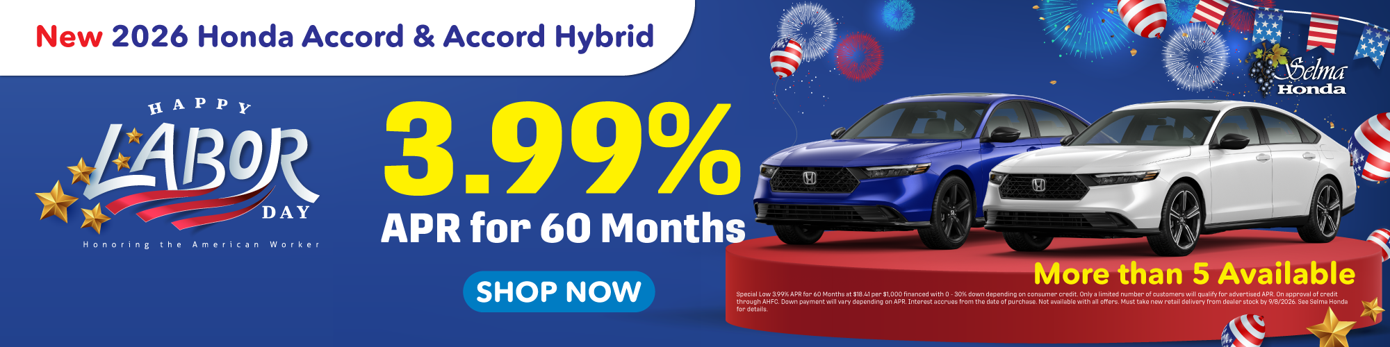 3.99% APR for 60 Months #SelmaHonda #Selma #CA
