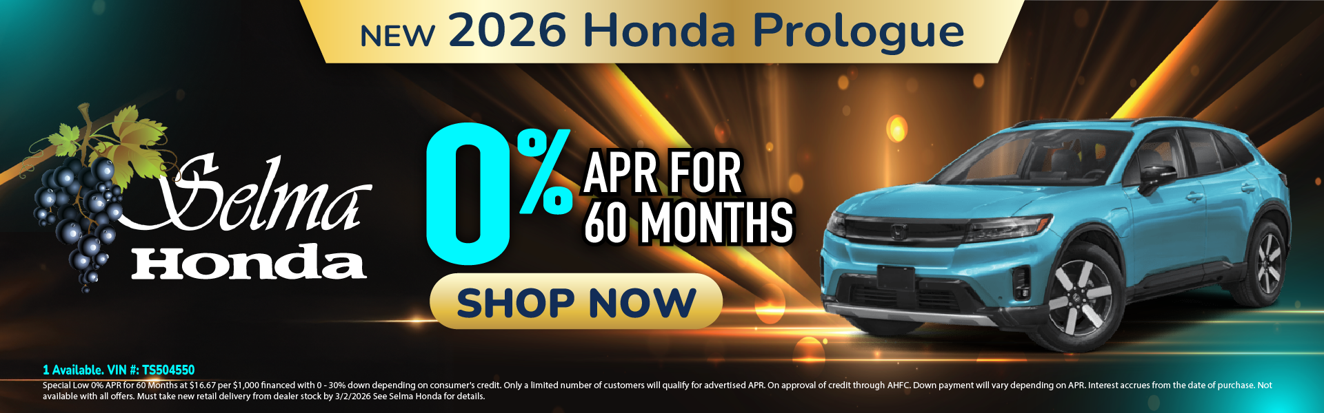 0% APR for 60 Months #SelmaHonda #Selma #CA